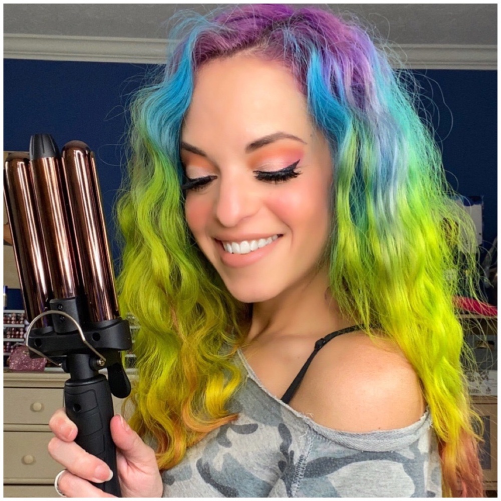 FOXYBAE Triple Waver Curling Iron Crimper Wavy Baby Hair Tool Beach Rose Gold - Picture 5 of 9